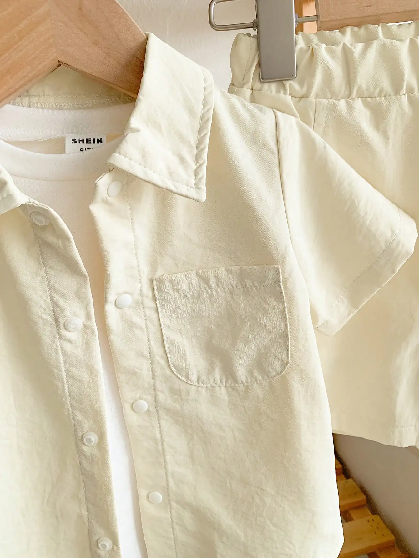 almond collar short sleeved pants fabric skin friendly soft version loose and simple travel vacation baby set 250319