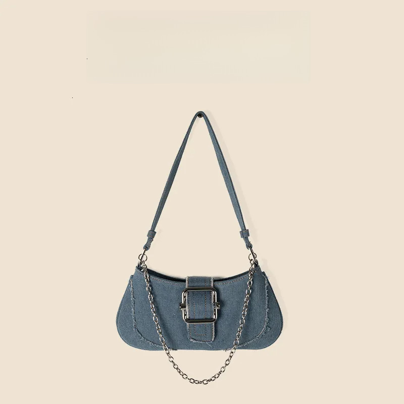 2025S Fashion Designer New Trendy Chain Denim Shoulder Girls High end And Niche Style Underarm Bag Summer Versatile For Women