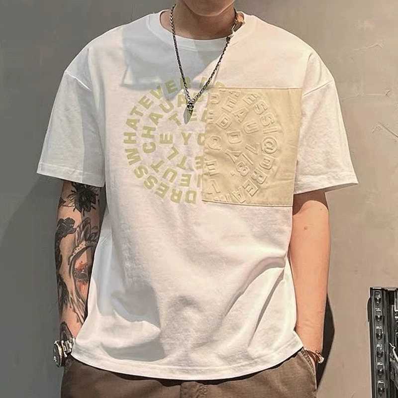 2023 New Mens Clothing Summer Fashion Casual Korean Version Youth Trend Round Neck Letter Printed Loose Cotton Commute T-shirtT250319