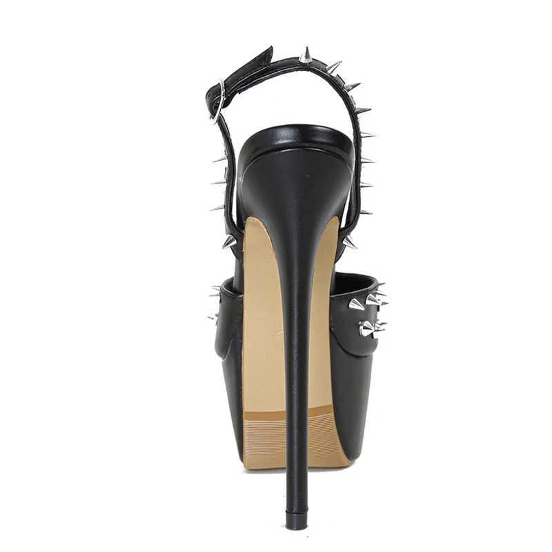 Liyke Fashion Design Metal Rivet Back Buckle Strap Platform Sandals Women Wedding Banquet Shoe Sexy Peep Toe Stripper High HeelsC250319