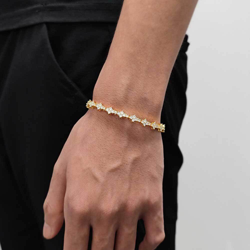 New Arrive 6.5mm Tennis Chain Brass with Bling Zircon Flower Shaped Tennis Chain Necklace For Women Party Gift
