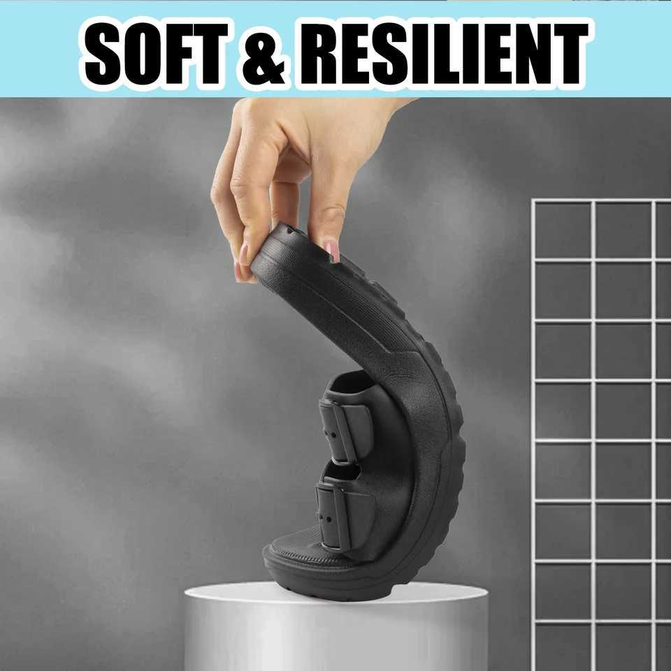 Casual adjustable double butt thick sole solid color universal he for daily outdoor walking scenes mens slippers Y250320