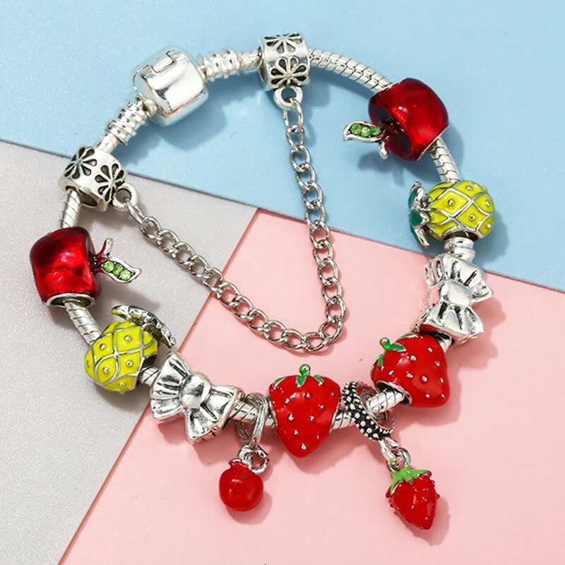 2024 Spring Styles Charm Bracelet With Strawberry Pineapple Beads Bracelets For Women Men Kids Jewelry Gift Dropshipping