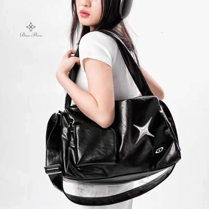 Y2k Girl Tote Korean Vintage Shoulder Bag Aesthetic Women Crossbody Travel Zip Casual Handbag Fashion Ladies Sier Big Bags