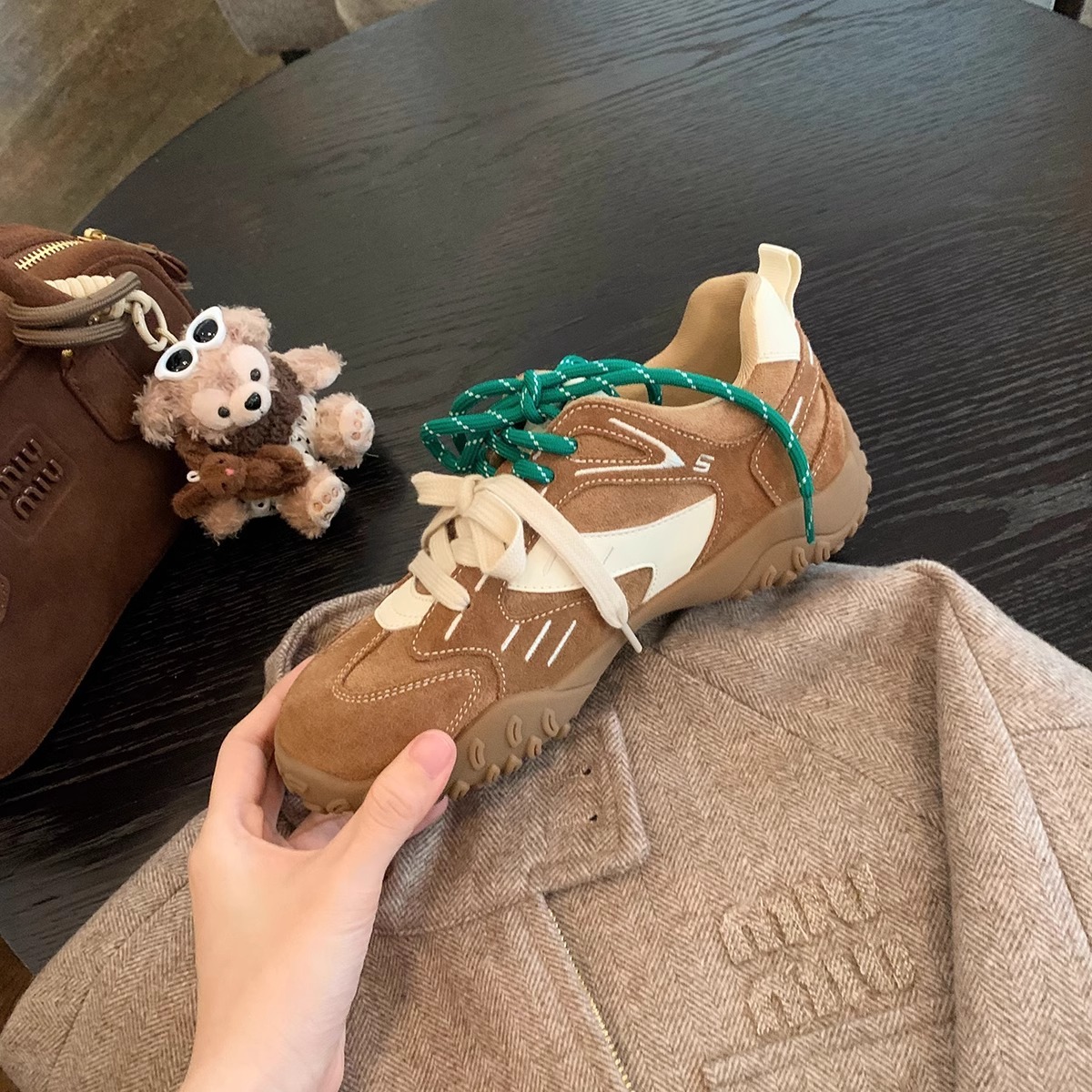 2025 new German women's leather height increasing training shoes designer fashionable multifunctional sports and leisure board shoes