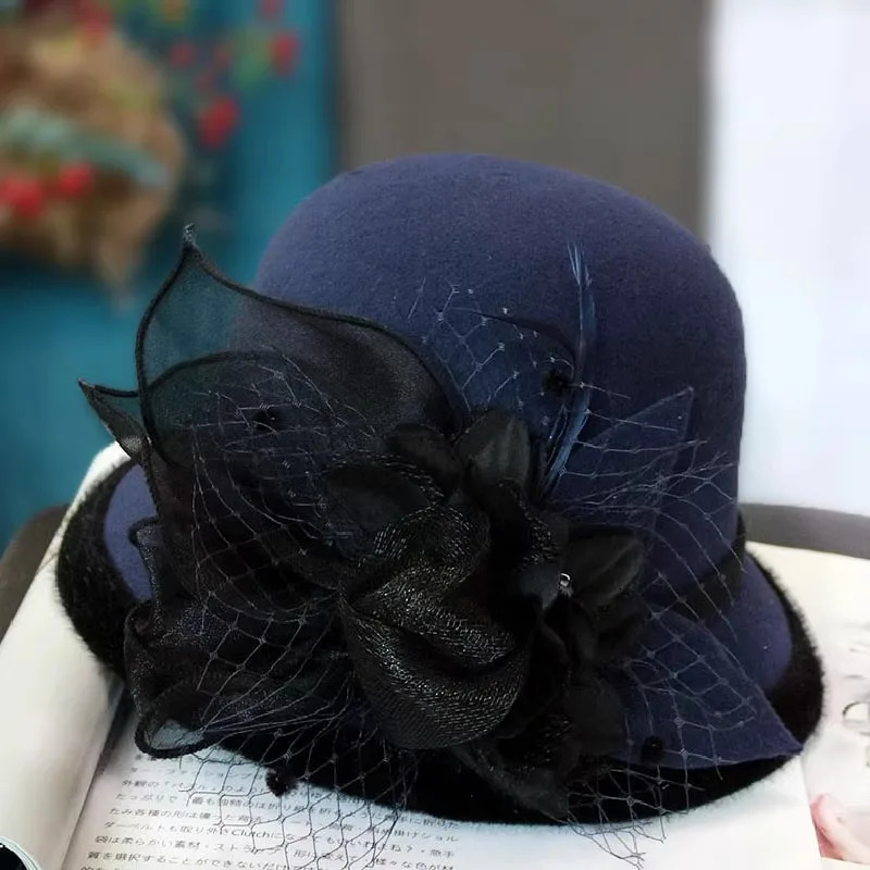 Elegant Lady Flower Sun Hat Women Wedding Tea Party Church Travel Cap Summer Organza Hat Clothing Accessory Vintage Warm 250320
