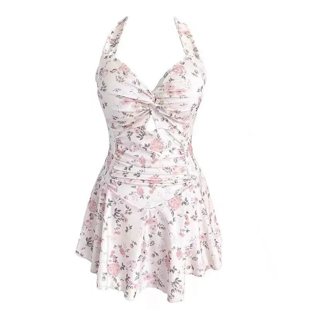 Womens pendant neck cute swimsuit sexy onepiece beach dress high waisted 250320