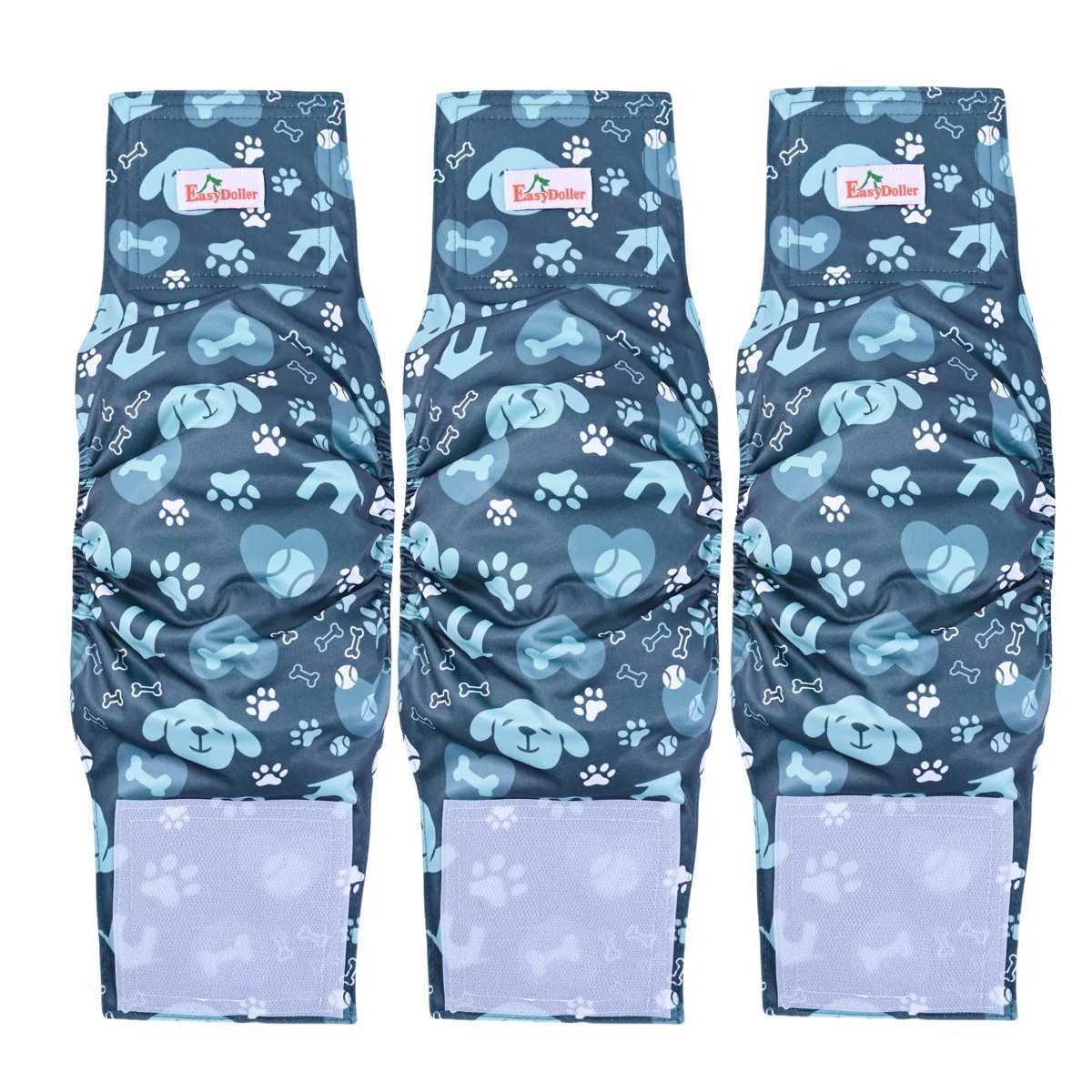 3 packs of washable mens dog diapers cute cartoon paw pattern pet hygiene pants reusable leak proof diapers Y250320
