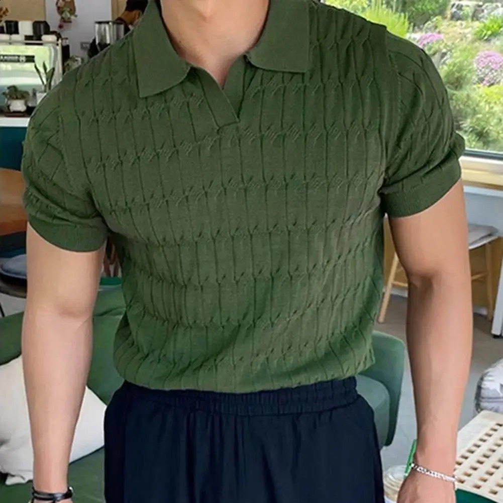 Men T Shirt Solid Color Striped O-neck Short Sleeve Streetwear Casual Men Clothing Summer Fitness Fashion Tee Tops 250319