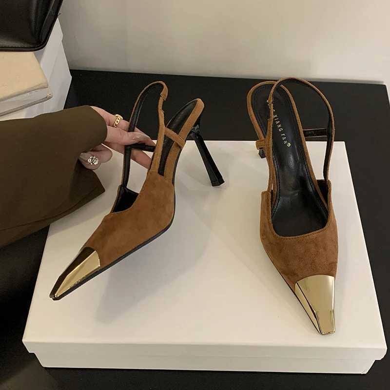 9cm slim high heels H womens brown pump classic metal dot lace suspender shoes black patent leather high H talc womens shoes Y250319