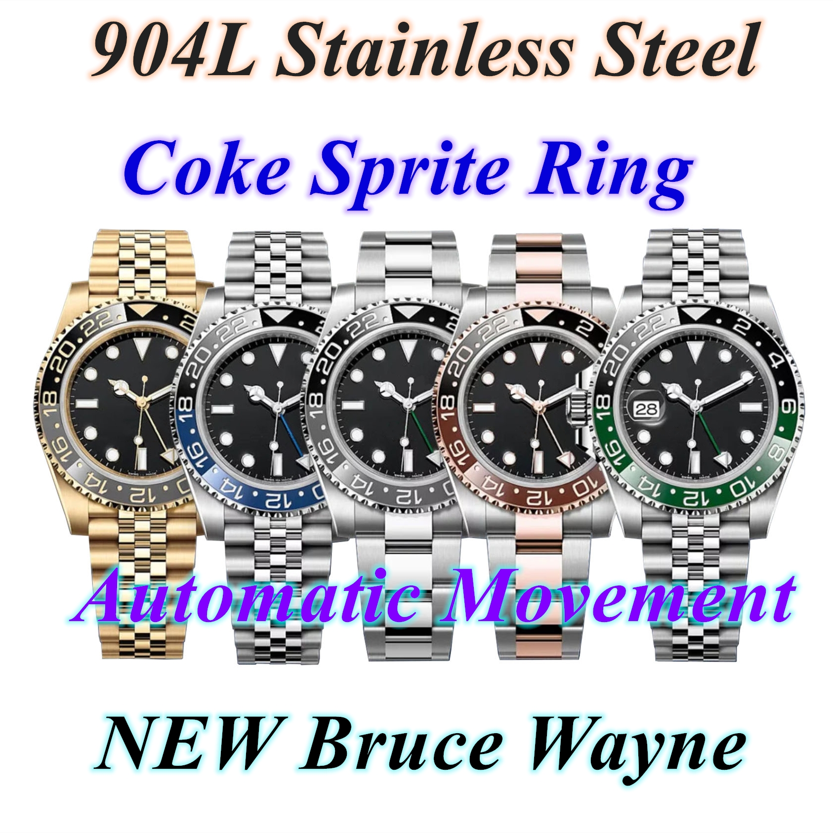 Jason007 ST9 2025 NEW Bruce GMT Automatic Designer Movement Wayne Series Chronograph Mens Watch Luxury Stainless Steel AAAAA Watches High Quality Free shipping