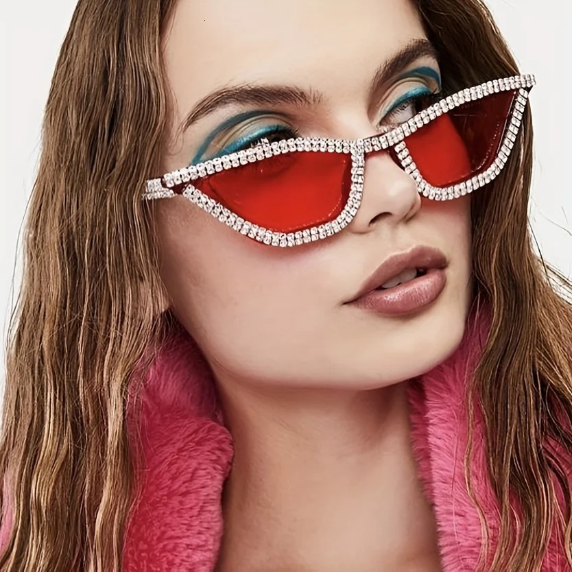 1PC Rhinestone Sunglasses Party Glasses Cat eye Sunglasses Cat eye Glasses Eyewear for Women Men Bar sunglasses 250320