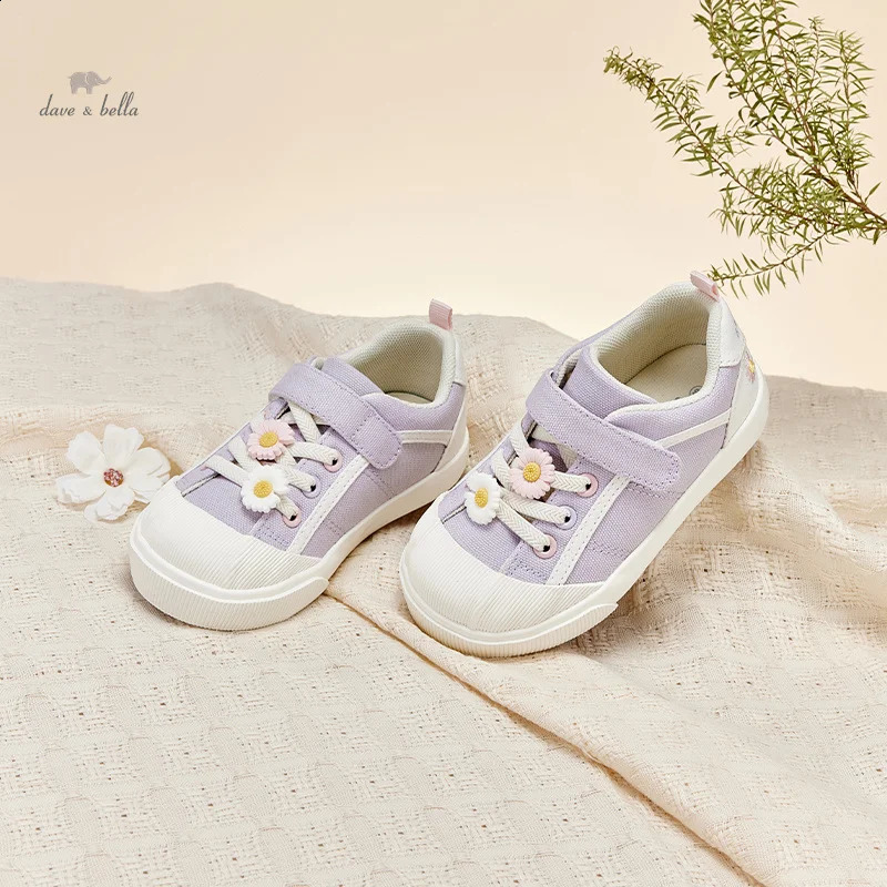 Dave Bella Kids Autumn Girls Shoes Girls Purple Canvas Shoes Indoor Soft Sole Anti Slip Casual Toddler Shoe DB3222554-A 250319