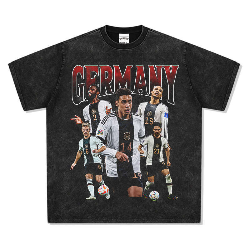 Football American German Team Printed Short Sleeved T-Shirt, Pure Cotton Round Neck Hooded Sweatshirt