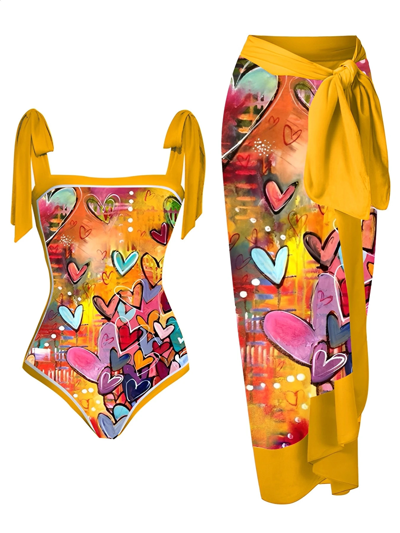 2023 printed onepiece swimsuit womens and beach skirt 2piece sexy 250312