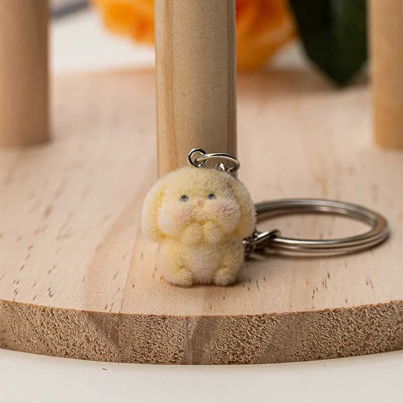 Lovely 3D Rabbit Animal Keychains Key Ring For Women Gift Fluffy Cartoon Kawaii Bunny Pet Pendant Bag Box Car Holder JewelryXJ250319