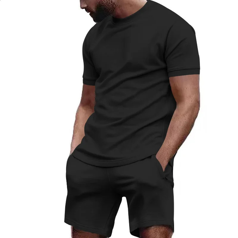 summer mens sportswear short sleeved T-shirt sports shorts Quick drying breathable and cool Fitness Fashion two-piece set 250319