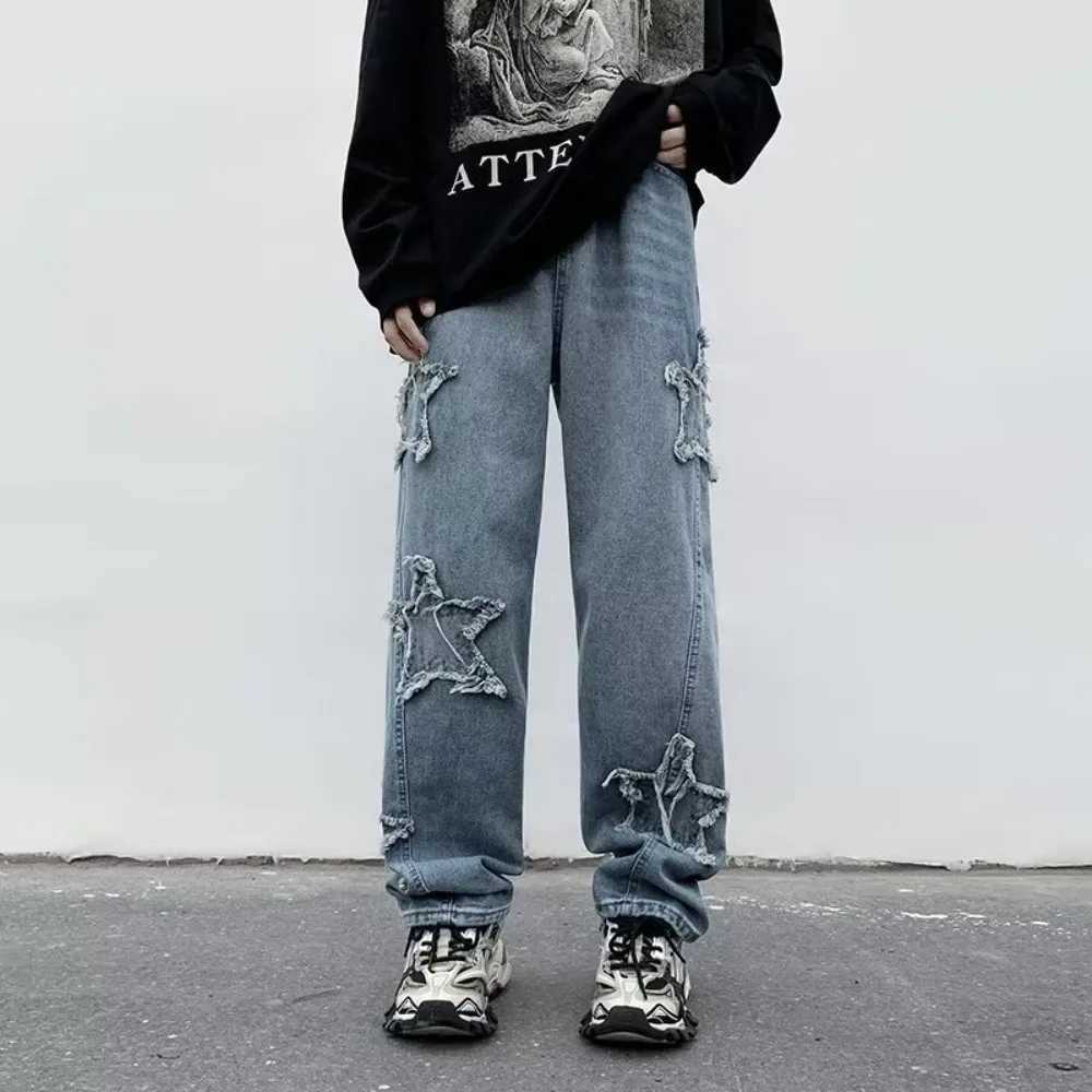 Mens denim Trousers mens casual jeans loose streetwear mens pants star graphics Y2K Harajuku fashionT250319