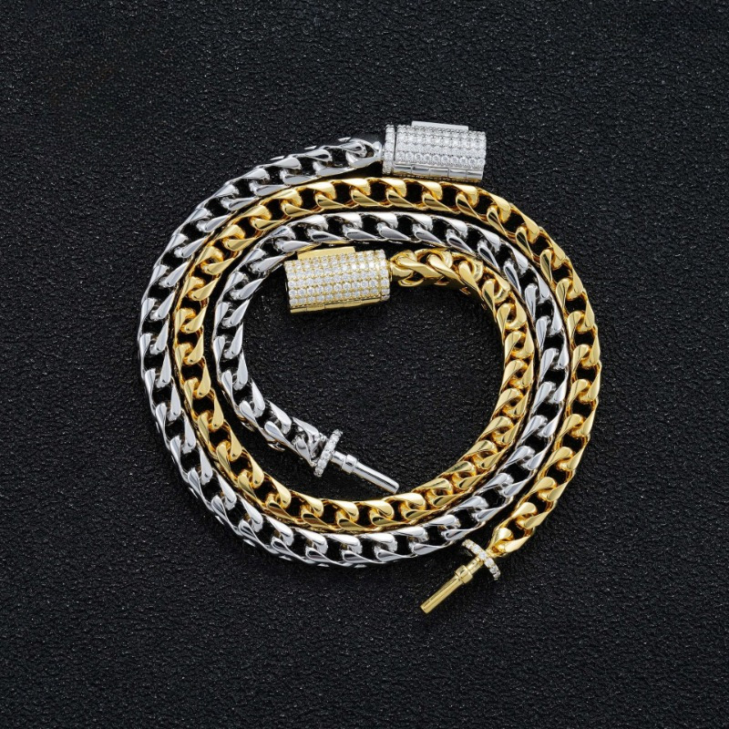 Hiphop 4mm Moissanite Franco Chain Bracelet for Women Men Iced Out D Color Moissanite Diamond Link Bracelet Bangle 925 Silver