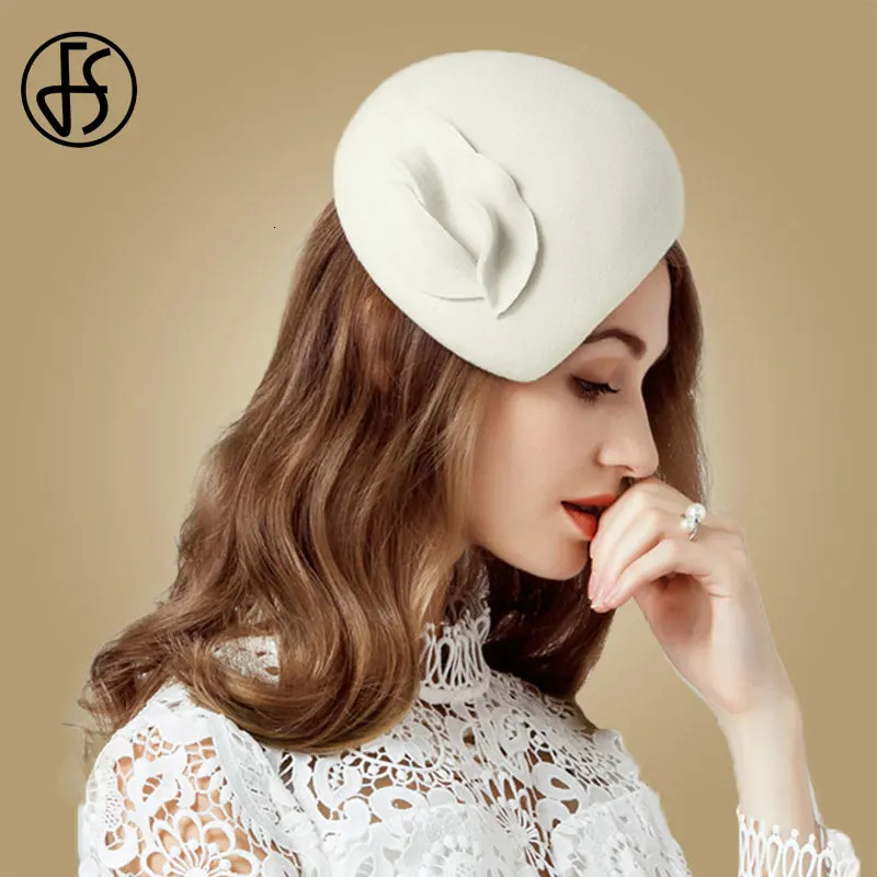 FS White Felt Womens Charm Hat Pink Pillbox Hat Black Wedding Fedora Chapeau Womens Party Hat 250228