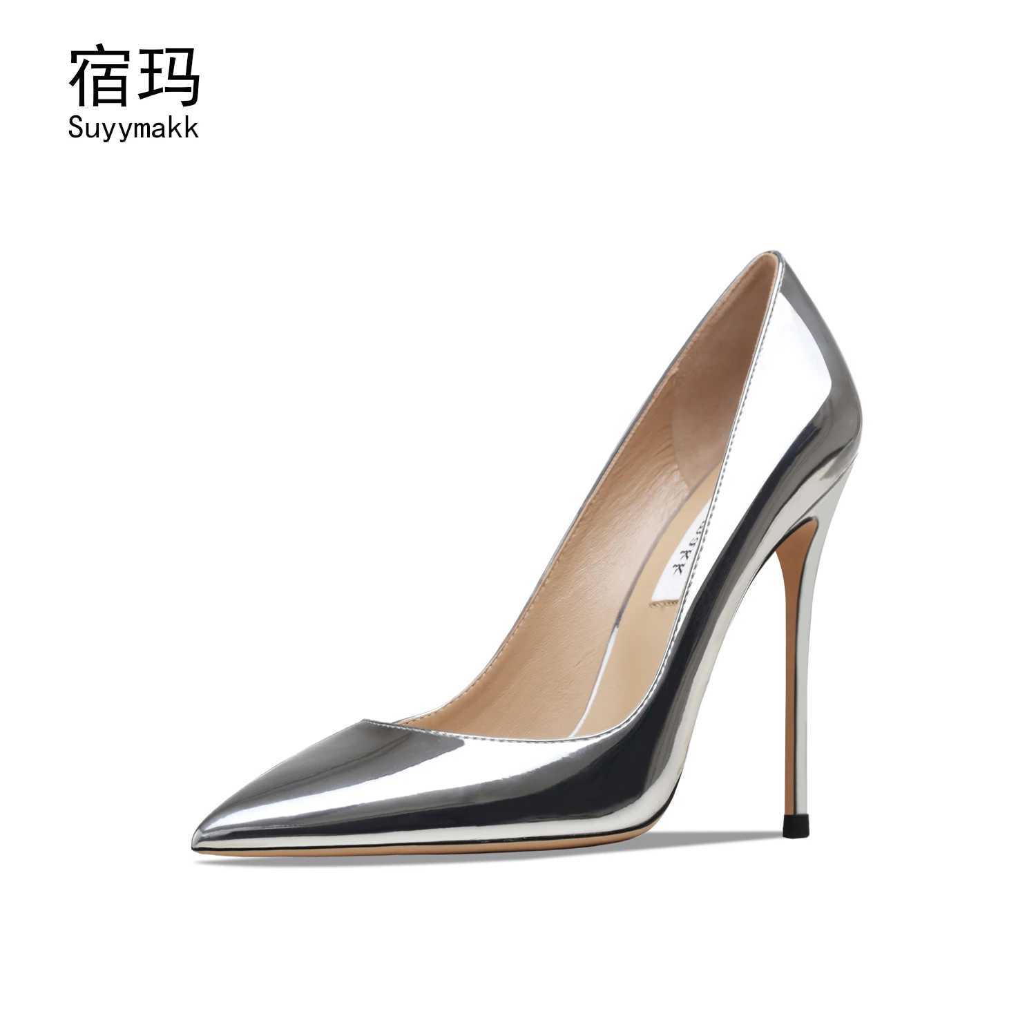 Autumn Real Leather ics Pumps 2022 For Womens High Heel Shoes Bottom Patent Leather 8cm 10cm Thin Heel Sexy Wedding ShoesC250319