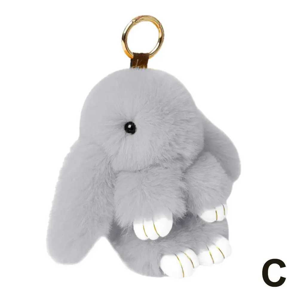 Cute long eared rabbit keychain real mink rabbit doll charming toy decoration keychain jewelry fluffy pendant gift handbag Plu C9MXJ250319