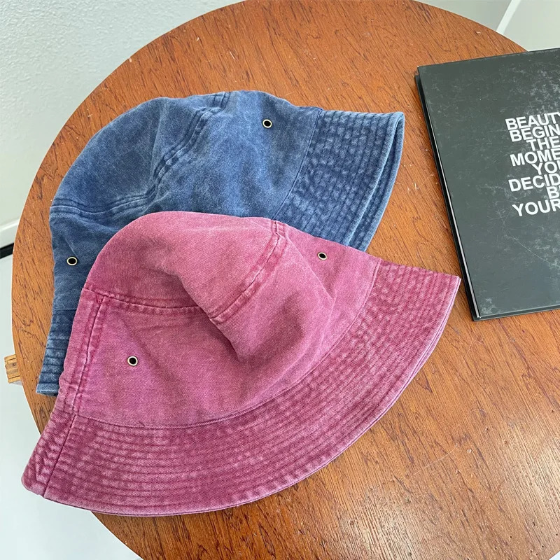 Washed Denim Bucket Hat Women Fishermans Hat Bucket Hat Unisex Bob Caps Hip Hop Gorros Men Panama Windproof Bucket Hat Outdoor 250320