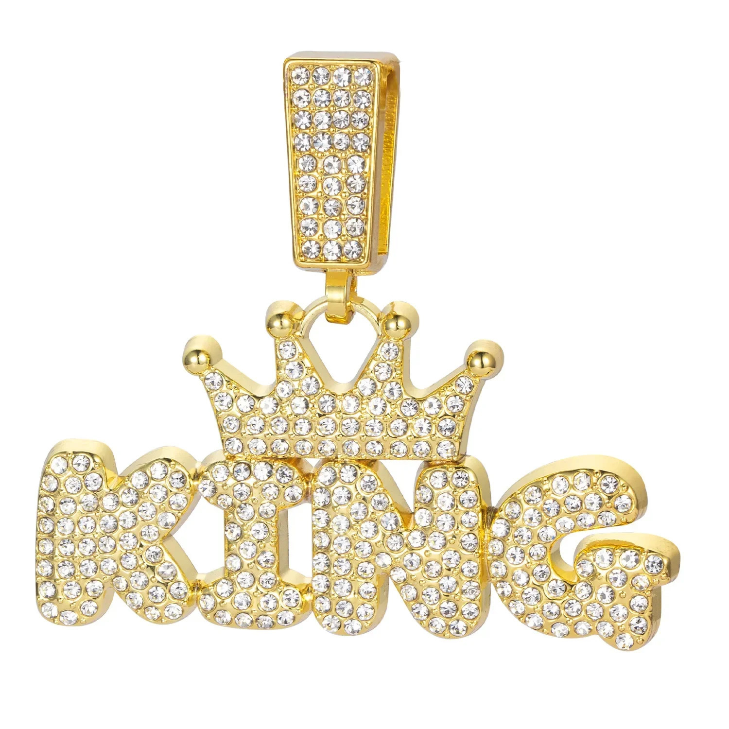 Men Women Hip Hop Bling KING QUEEN Letter Pendant Necklace 13mm Miami Cuban Link Chain Necklaces Iced Out Charm Fashion Jewelry 250320