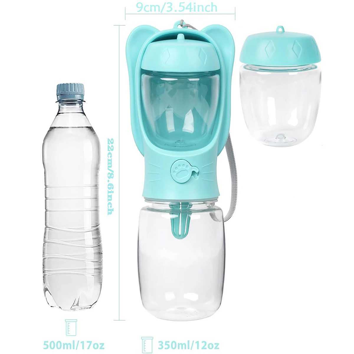 Dog water bottle pet dispenser with detachable food container leak proof lock used for hiking trips Y250319
