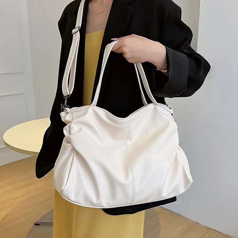 Big Black Shoulder Bags For Women Large Hobo Shopper Solid Color Quality Soft Leather Crossbody Handbag Lady Travel Tote Bag