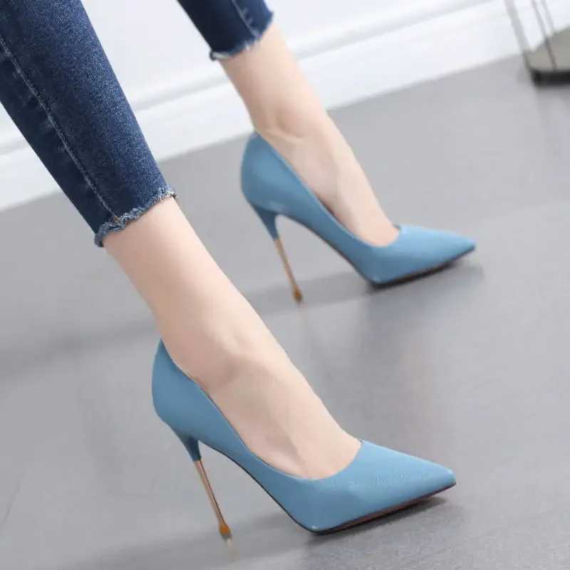 2024 Spring New Collection High H Versatile Metal Thin Heel French Style Off Womens Shoes Sexy Color Rubber Y250319