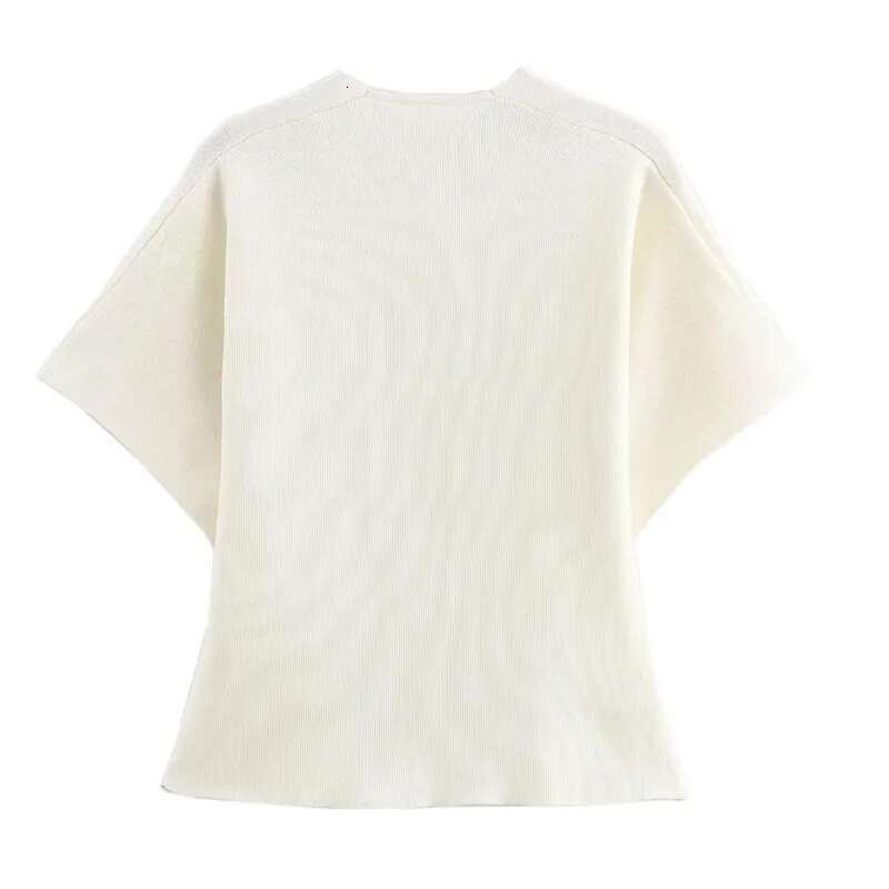 TRAF Crop Knitted Autumn Short Sleeve Knit Ladies Outerwears Winter Button Bolero Cardigan Elegant Women Jackets