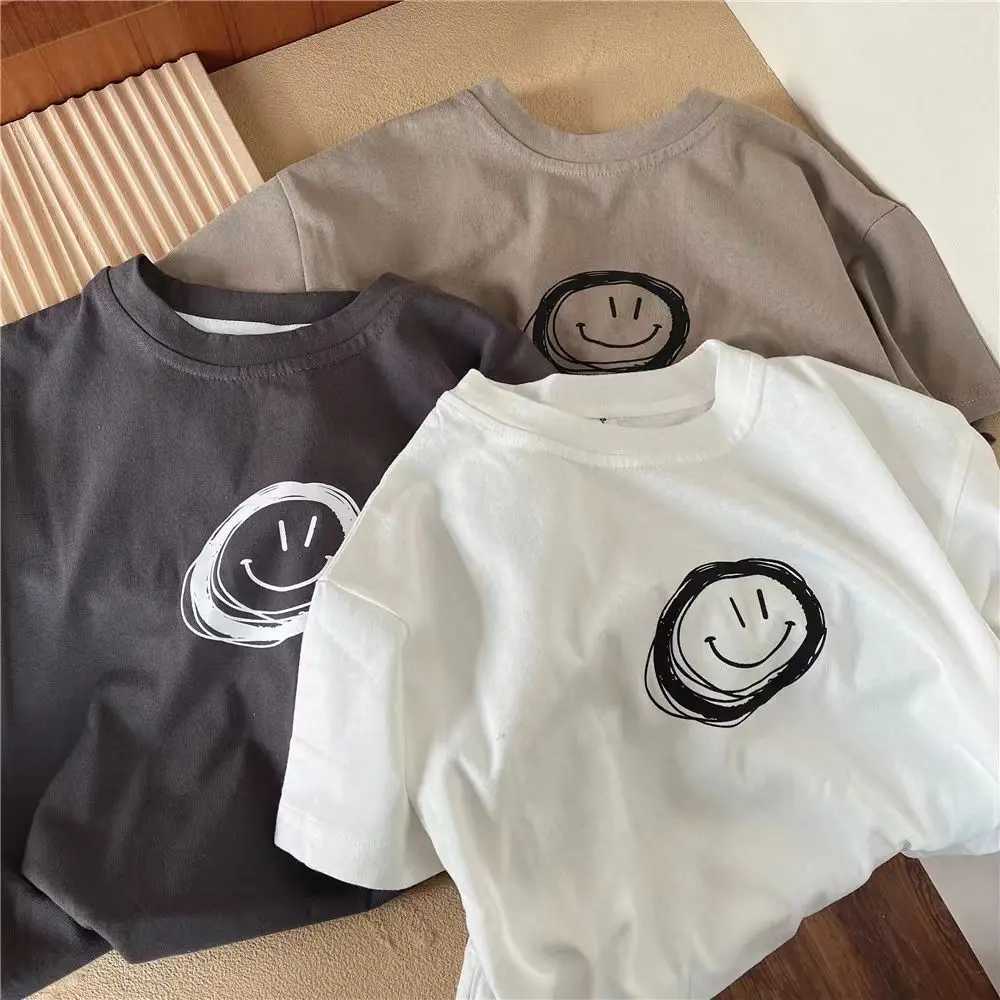 Children Simple TShirt Solid Color Versatile Short Sleeve Tops For Boys And Girls Summer New Baby Thin Cotton Bottoming ShirtT250320
