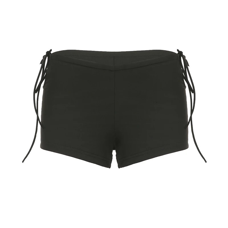 CIBBAR Sexy Bandage Hollow Out Shorts Women Casual Streetwear y2k Low Rise Skinny Black Short Pants Korean Fashion Y2k Chic 250320