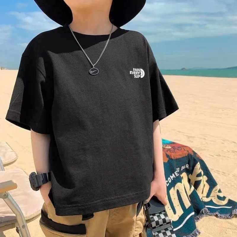 Cool Kids Boy Casual Tops English Word Print Trendy Childrens T-shirt Short Sleeve European And American Style Toddler TeesT250320