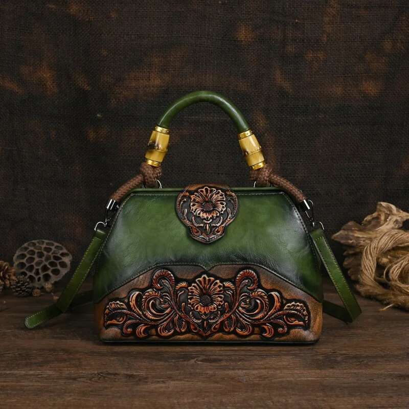 MOTAORA Handmade Handbags For Women Leather Shoulder 2025 New Vintage Carved Ladies Hand Bags Designer Bag