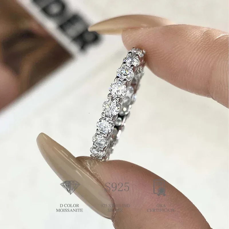 FEOBUR 7ct 5mm Moissanite Ring with Certificates Man Women 925 Sterling Silver Full Diamond Engagement Wedding Eternity Bands