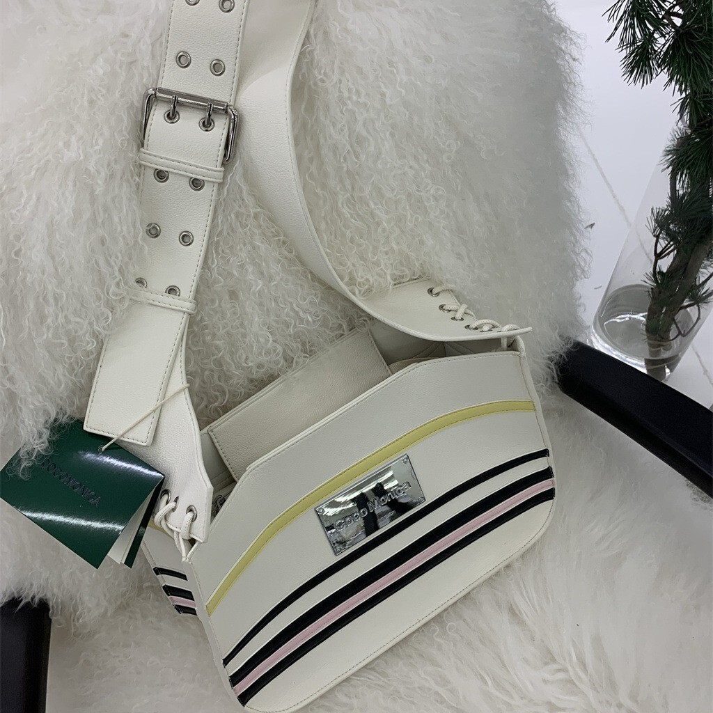 Thai Niche Striped Soft Leather Bag, Women's Trendy Casual Versatile, Large Capacity Contrasting Color Single Shoulder Hand-Held Tote Bag