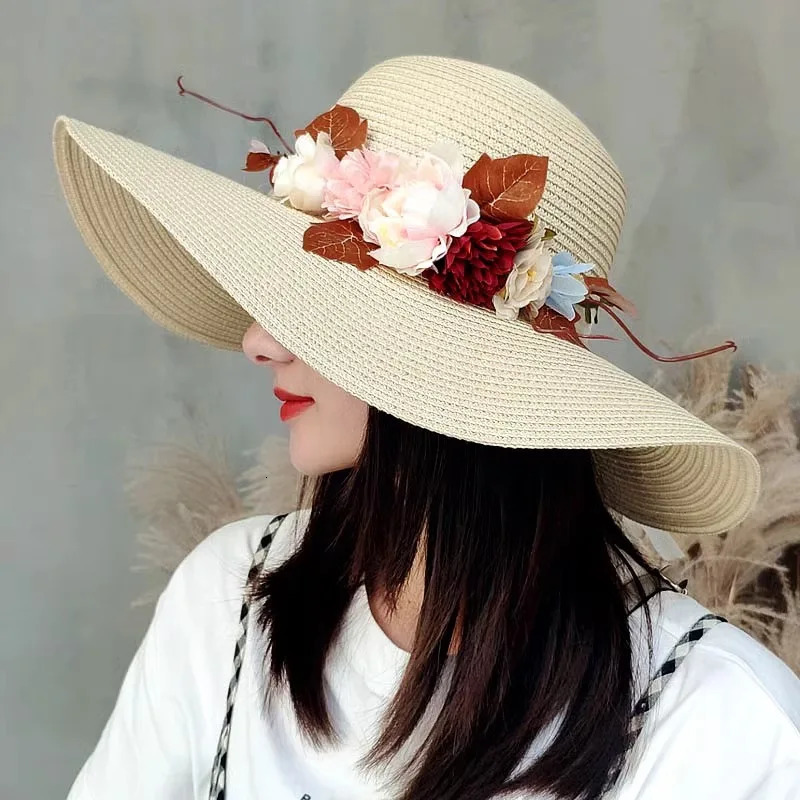 Seaside Po Beach Straw Hat Children Summer Large Brim Sunscreen Shading Simple Fashion Large Brimmed Hat Sun Hat Beach Hat 250320