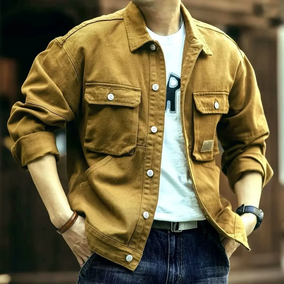 Trendy Highend Denim Jacket Long Sleeve For Men Casual Youth Fashion Working Style Thickened Winter 250317