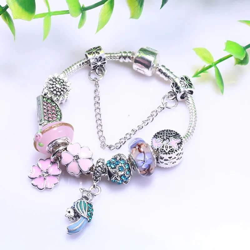 Fashion Woodpecker Charm Bracelets For Women Men Fits Original Crystal Animal Beads Bracelets Bangle For Women Pulseira Jewelry