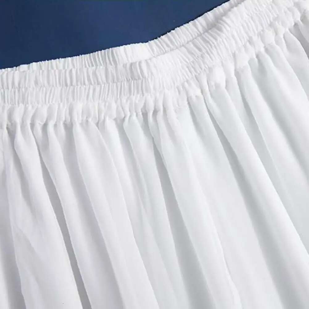 Women Pants Solid Color Elastic Waist Wide Leg Double Layers Loose Trousers Daily Wear Pleated Lady Culottes Female Clothes