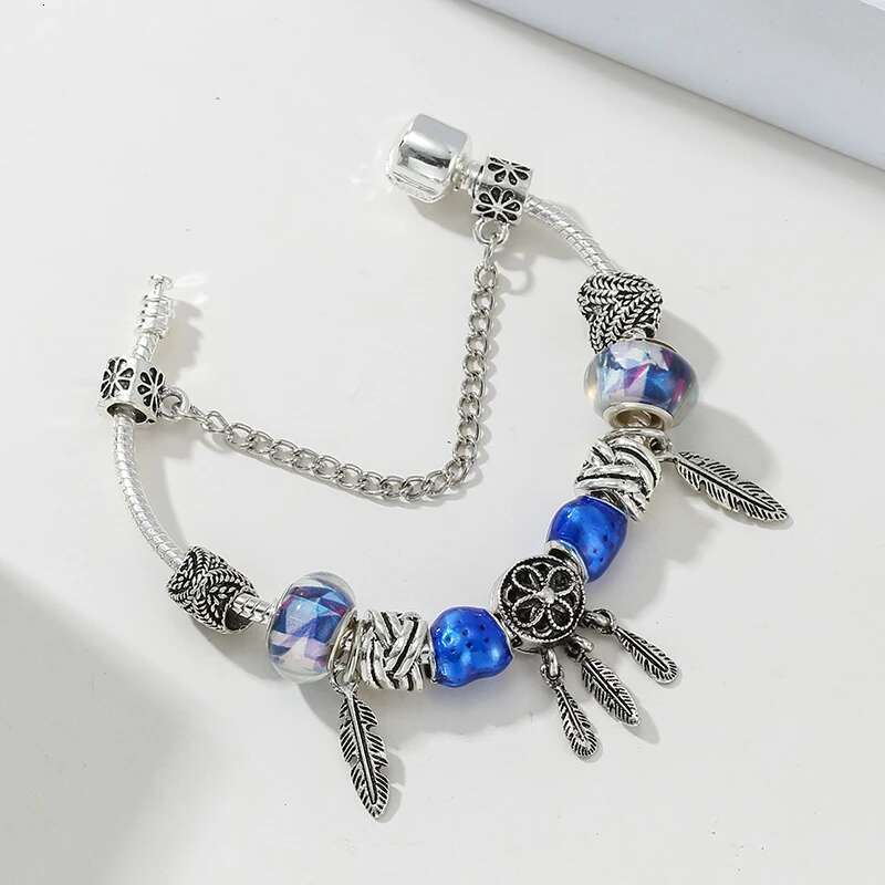 Dropshipping High Quality Silver Plated Charm Bracelet,DIY Fine Beads Charm Suitable Brand Bracelet For Women Men Jewelry Gift