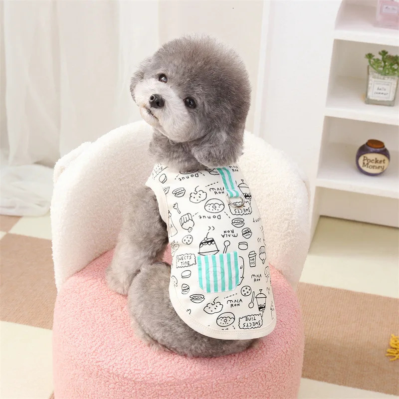 Summer Dog Shirts Cartoon Graffiti Pattern Clothing Puppy Cat Solid Tshirt Chihuahua Yorkie Thin Soft Fashion Vests Pet Clothes 250318