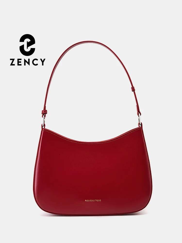 French High-End Texture Cowhide Underarm For Women's Designer Handbag Retro Shoulder Red Bag 2024 New Zency Purse Sac
