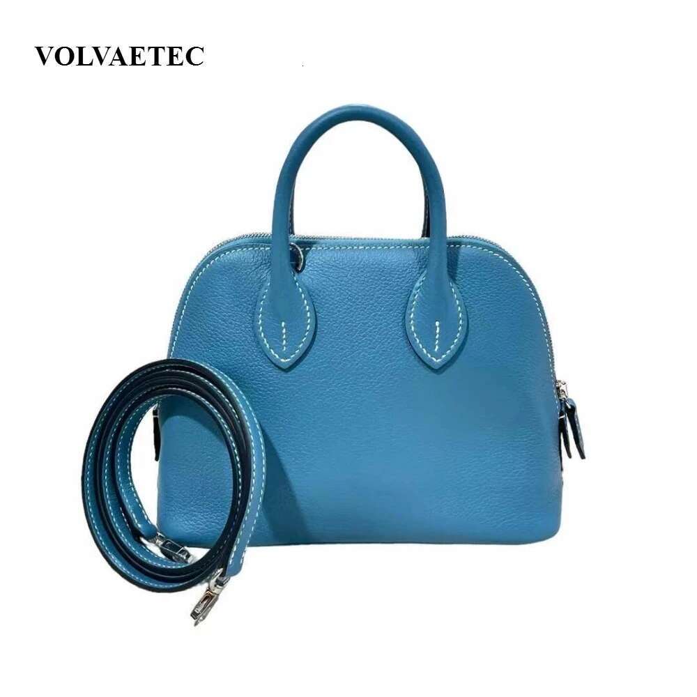 VOAETEC Mini Semi-Handmade Hand-Sewn Wax E Bowg Shell Saddle Bag Leather Fashion Versatile Oblique Span Handbag
