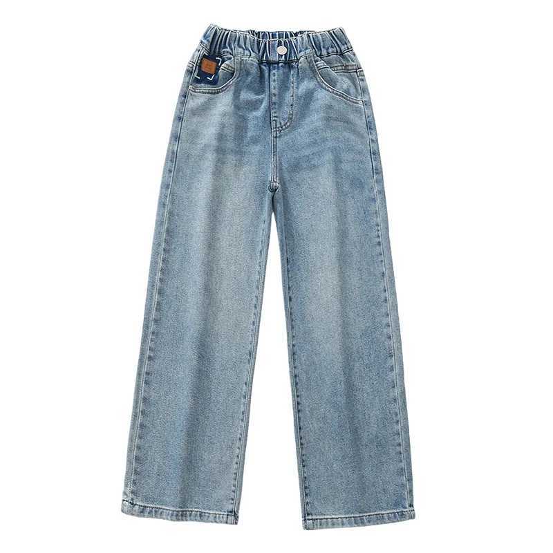 Teenage Girls High Waist Wide-leg Jeans Kids Loose Soft Denim Pants Spring Fall Fashion Trousers Students 10 12 13 14 15 YearsT250326