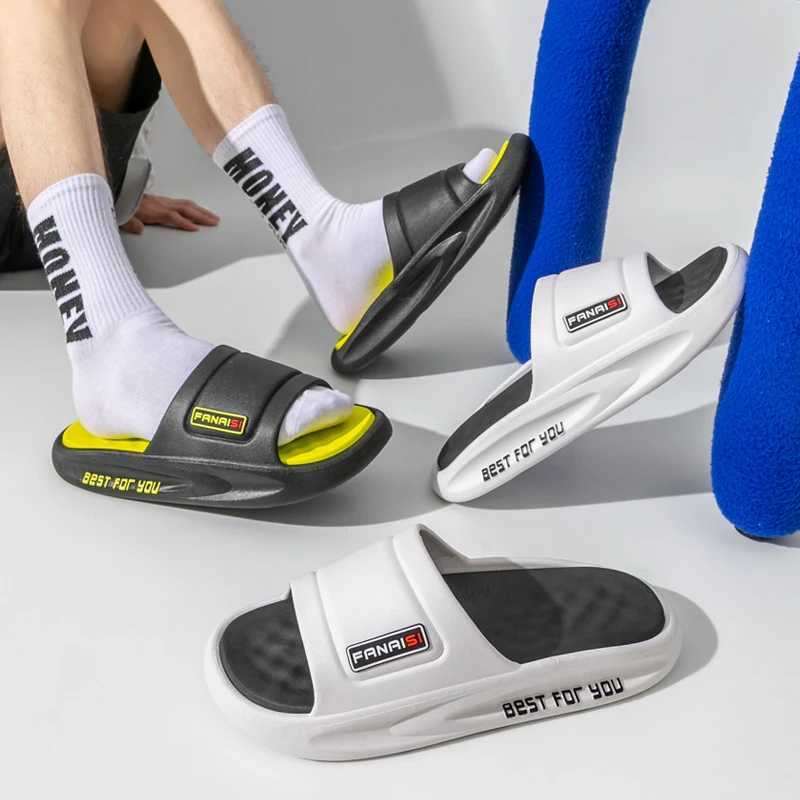 Summer sports outdoor mens slippers platform open toe thick soled slippers simple design casual beach shoes couple sandals Y250320