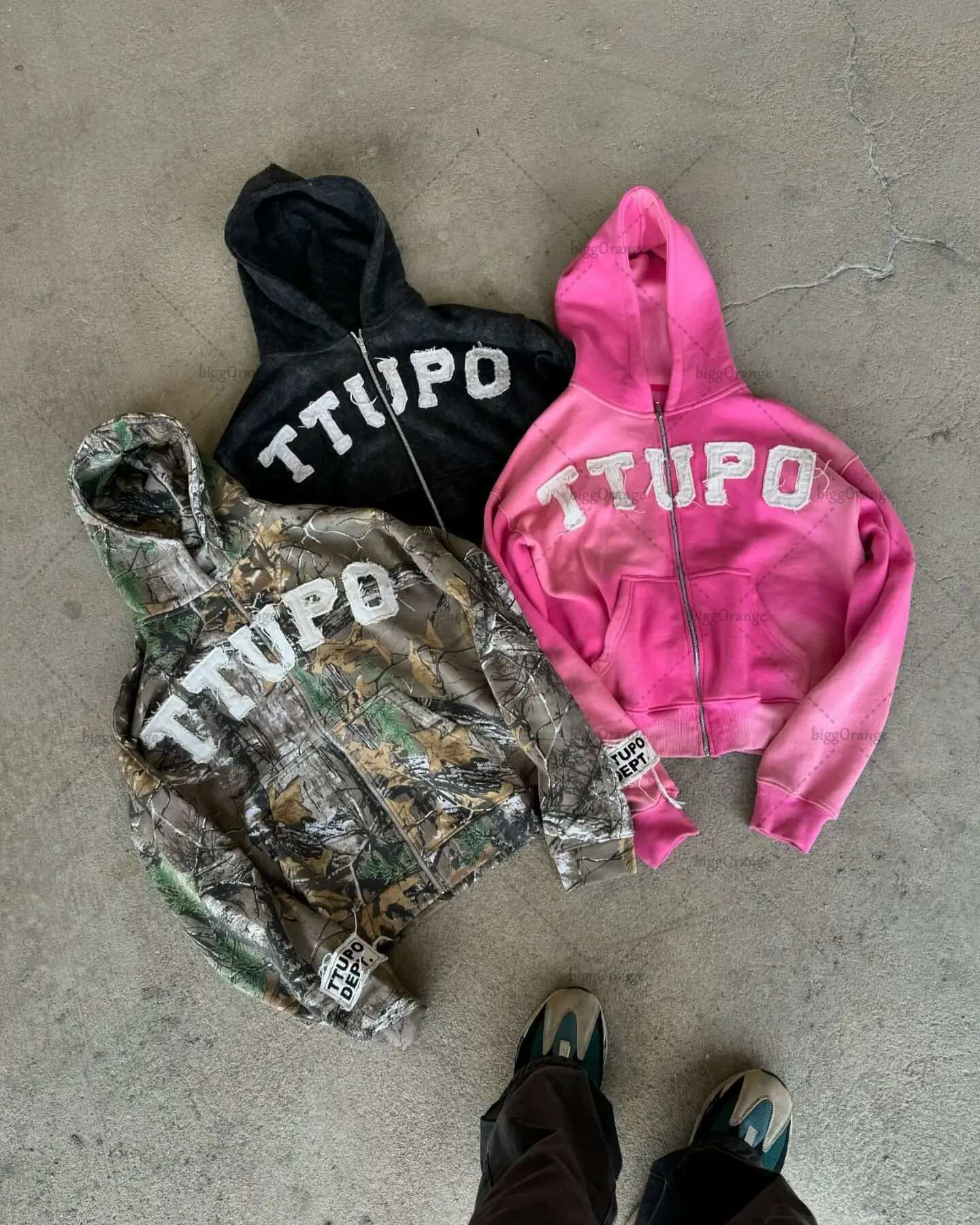 Letter Embroidered Camouflage Distressed Hoodie Women Y2k Streetwear American Casual High Street Fashion Zipper Sweatshirt 2024