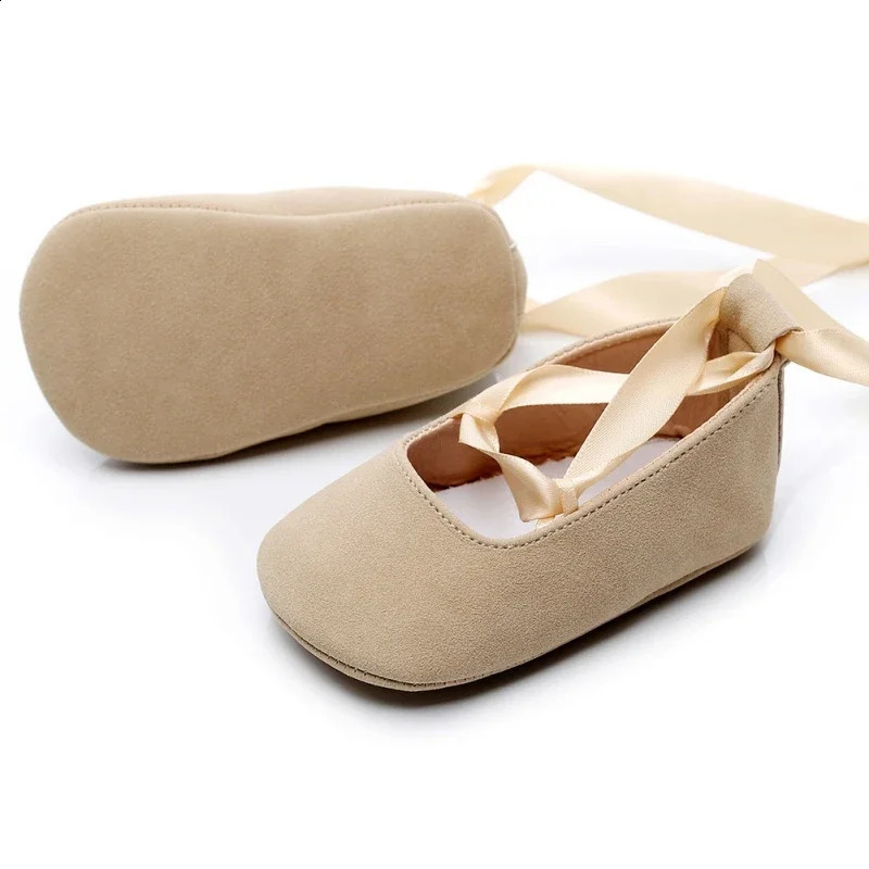 0-2T Comfortable born Baby Girl Dance Shoes Ballerina Sweet Ribbon Toddler Infants Crib Shoes Anti-slip Sole Prewalker 250319